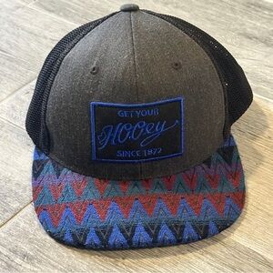 HOOEY Doc 5-Panel Trucker Hat Cap Gray Black Triangle Patch One Size Aztec EUC